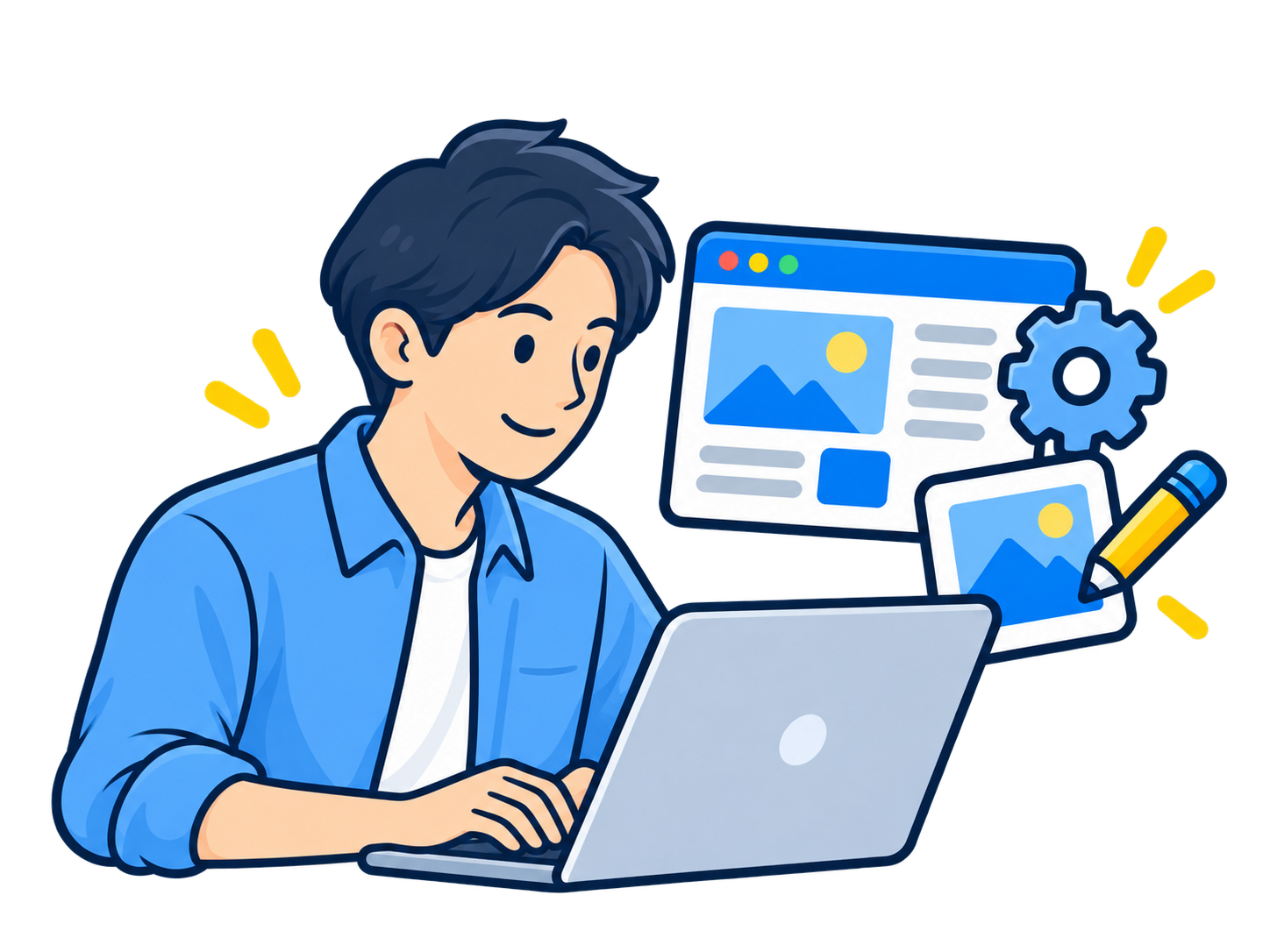ホームページやWeb集客の改善作業を行うイメージ