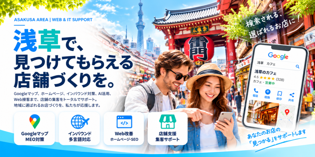 浅草の店舗・中小企業向けWeb・IT集客支援｜Googleマップ・インバウンド・Web改善・開業支援