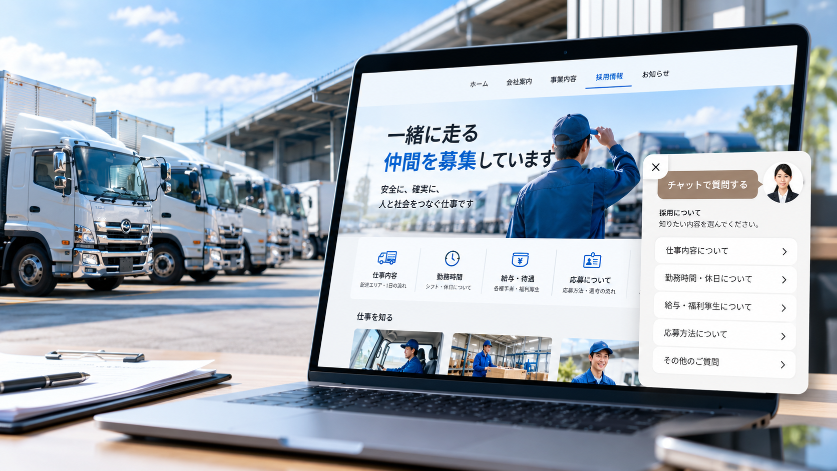 運送会社の採用ホームページと採用チャット