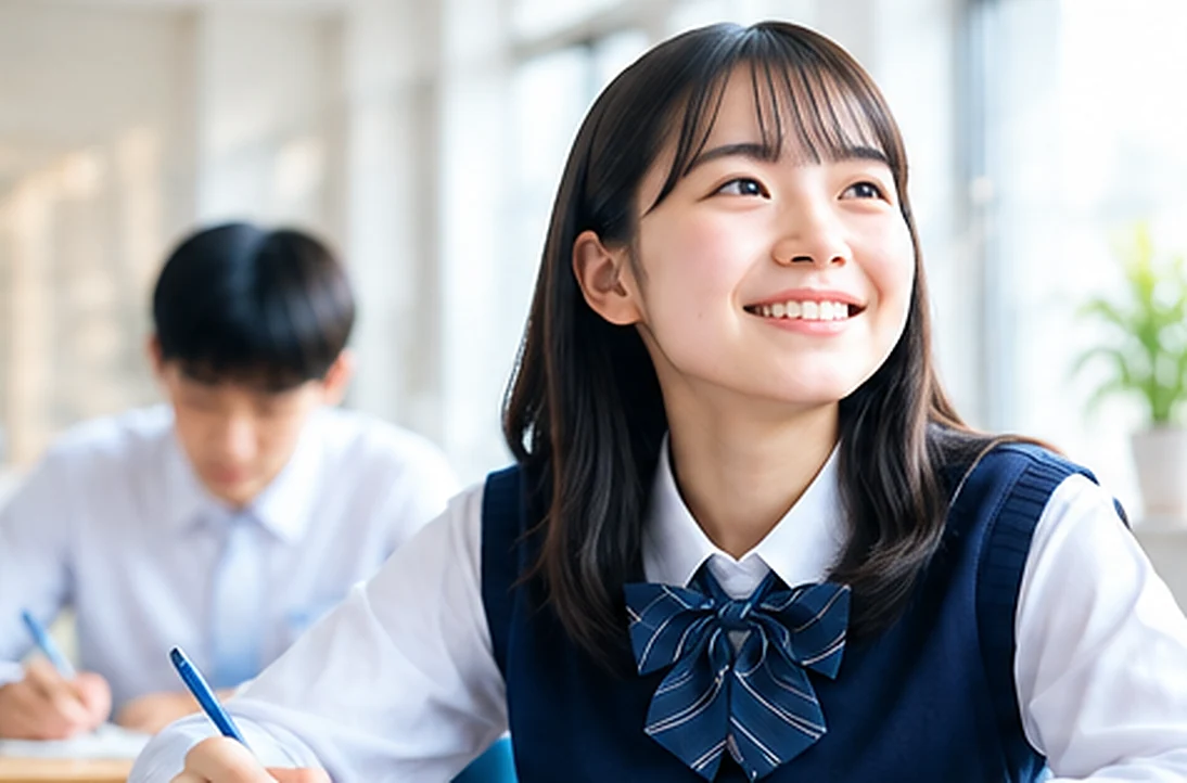 教室で笑顔を見せる高校生のイメージ