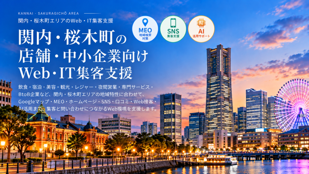 関内・桜木町の店舗・中小企業向けWeb・IT集客支援|飲食・宿泊・美容・観光・夜間営業・MEO・SNS・AI活用